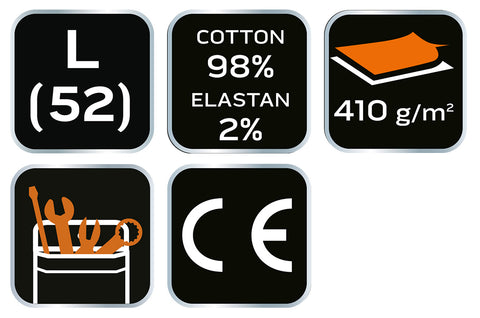 NEO TOOLS 81-273-XXXL Rövidnadrág, farmer, DENIM, fekete, cipzáros oldalzsebekkel, 98% pamut, 410g/m2, XXXL