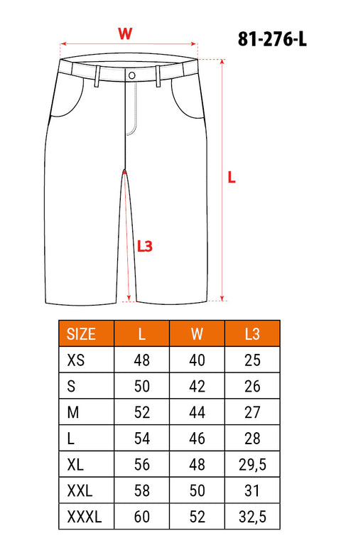 NEO TOOLS 81-276-XXXL Rövidnadrág, övvel, PREMIUM, 62% pamut, 35% polyester, 3% elastane, XXXL