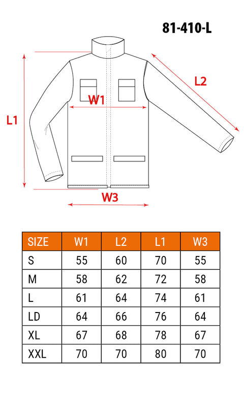NEO TOOLS 81-410-S Munkakabát, BASIC, S/48, 35% pamut, 65% polyester, Többfunkciós zsebek, gumírozott derék, CE EN340