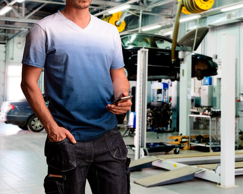 NEO TOOLS 81-602-S Munkapóló, kék árnyékmintás, DENIM, 100% pamut, 180g/m2, S