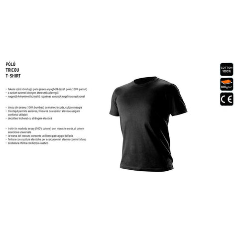 NEO TOOLS 81-610-M Munkapóló, fekete, 100% pamut, M