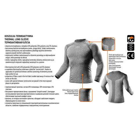 NEO TOOLS 81-660-XXL/XXXL Hosszú ujjú Thermo aláöltözet, XXL/XXXL