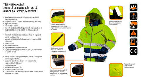 NEO TOOLS 81-710-XXXL Munkakabát, láthatósági, extrán szigetelt, sárga, XXXL