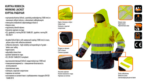 NEO TOOLS 81-720-XXXL Munkakabát, láthatósági, vízálló, sárga, XXXL