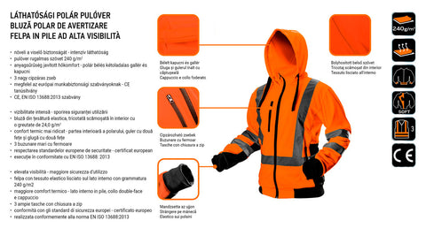 NEO TOOLS 81-746-XXL Munkadzseki, láthatósági, narancssárga, kapucnival, XXL