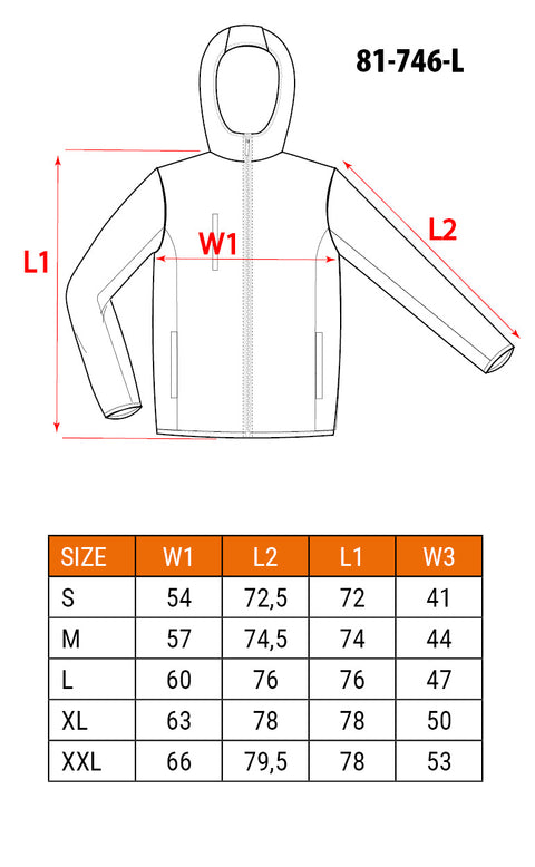 NEO TOOLS 81-746-XXL Munkadzseki, láthatósági, narancssárga, kapucnival, XXL