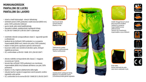 NEO TOOLS 81-750-XXXL Munkanadrág, láthatósági, softshell, citromsárga, XXXL