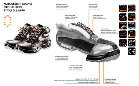 NEO TOOLS 82-028 Munkabakancs, bőr, CE, 47, S1P SRA