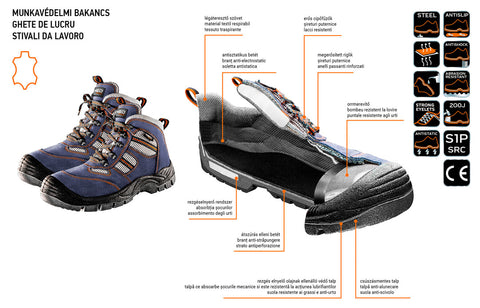 NEO TOOLS 82-045 Munkabakancs, velúrbőr 44, CE, S1P SRA