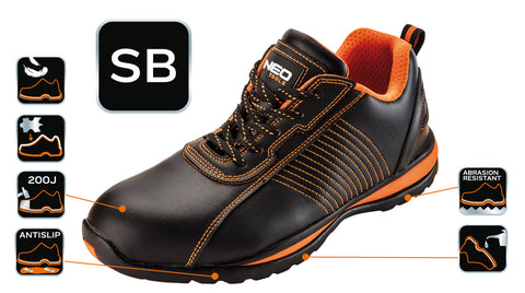 NEO TOOLS 82-103 Munkacipő SB, bőr, acélbetéttel, 42