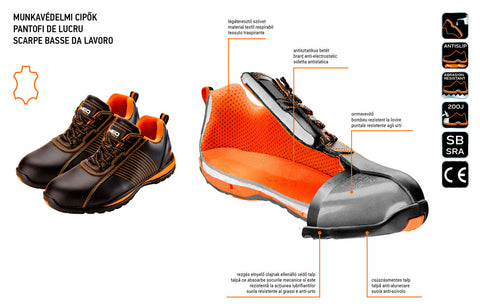 NEO TOOLS 82-104 Munkacipő SB, bőr, acélbetéttel, 43