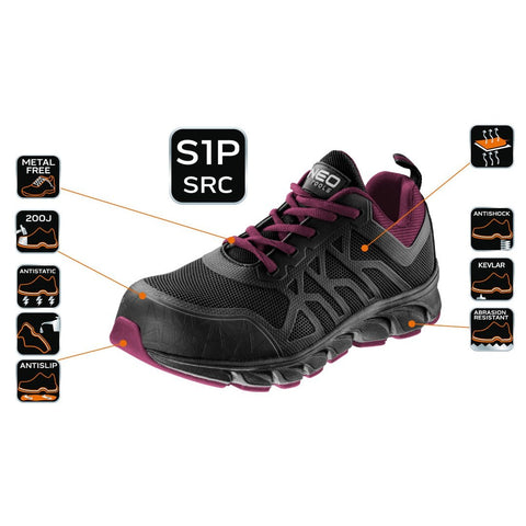 NEO TOOLS 82-530-40 Munkacipő, női, S1P SRC, fémmentes, CE, 40