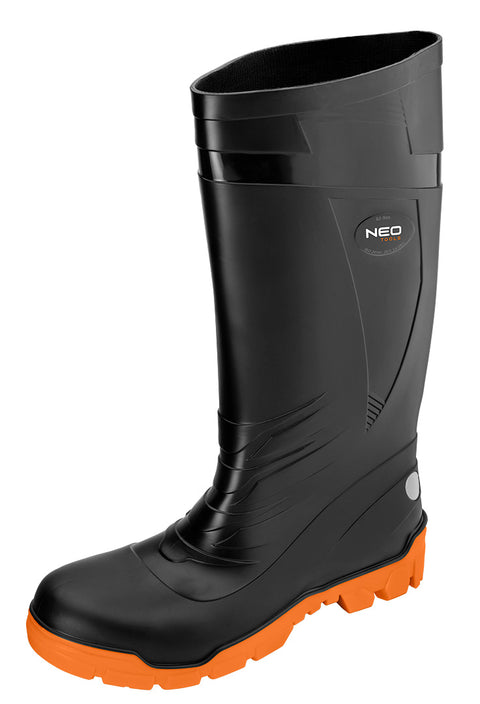 NEO TOOLS 82-900-41 Gumicsizma, PRO S4 SRC, vegyszerálló csúszásmentes talp, kompozit sarok és lábfejvédelem, 41