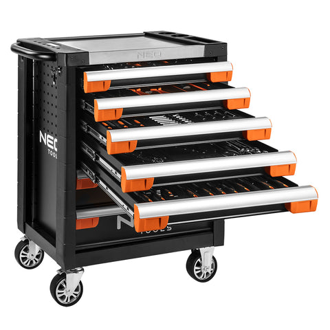 NEO TOOLS 84-220+G Műhelykocsi 7 fiókkal, 174db szerszámmal 805x972x460mm, szerszámkocsi