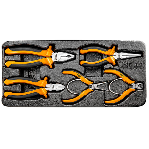 NEO TOOLS 84-230 Fogókészlet, 5db, műhelykocsitálcával