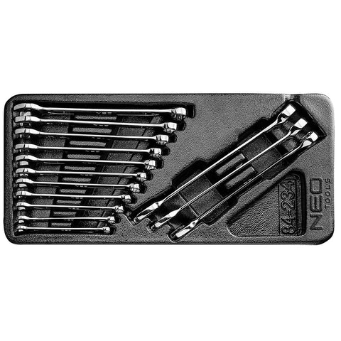NEO TOOLS 84-234 Csillag-villáskulcs készlet 14db, 6-19mm, műhelykocsitálcával