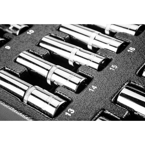 NEO TOOLS 84-243 Dugókulcskészlet hosszú 1/2” 14db, 8-21mm, műhelykocsitálcával