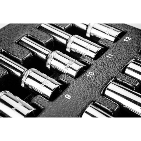 NEO TOOLS 84-243 Dugókulcskészlet hosszú 1/2” 14db, 8-21mm, műhelykocsitálcával