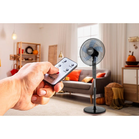 NEO TOOLS 90-002 Álló ventilátor 45W, átmérő 40cm, 3 sebességfokozat, forgó, távirányitó, időzités, 3 üzemmód