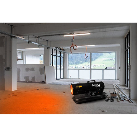 NEO TOOLS 90-080 Gázolajos hőlégbefúvó, 20kW, 19l, fogyasztás: 1.9l / h, teljesítmény: 550 m3 / h