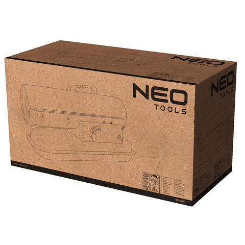 NEO TOOLS 90-080 Gázolajos hőlégbefúvó, 20kW, 19l, fogyasztás: 1.9l / h, teljesítmény: 550 m3 / h
