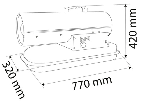 NEO TOOLS 90-080 Gázolajos hőlégbefúvó, 20kW, 19l, fogyasztás: 1.9l / h, teljesítmény: 550 m3 / h
