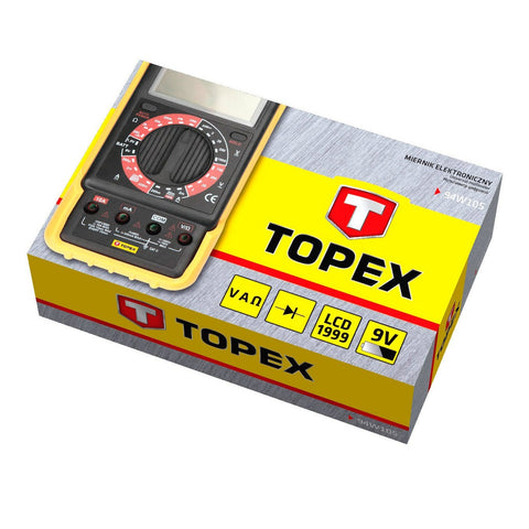 TOPEX 94W105 MULTIMÉTER Digitális, AC V, DC A, DC V, AC A, Ellenállás, Dióda, Akku mérő 1,5V, 9V