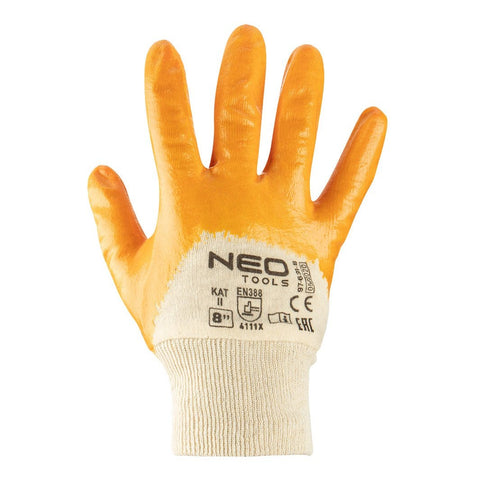 NEO TOOLS 97-631-8 Munkakesztyű, nitril bevonatú poliészter, 4111X, 8"
