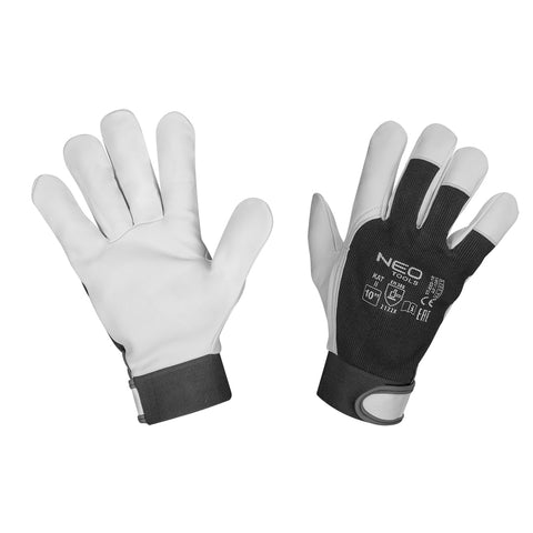 NEO TOOLS 97-655-10 Munkakesztyű, 2122X, kecske bőr, tépőzáras, CE, több méretben