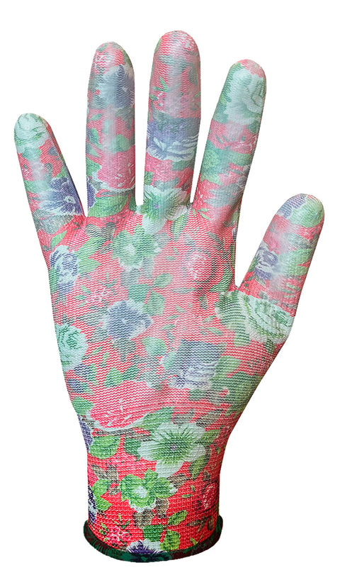 VERTO 97H145 Kertész kesztyű, PU bevonat, rózsamintás, 4131X, 9"