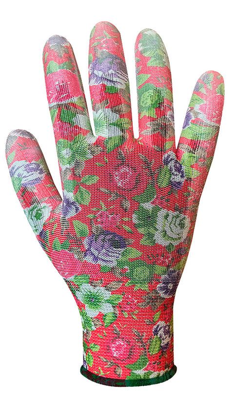 VERTO 97H145 Kertész kesztyű, PU bevonat, rózsamintás, 4131X, 9"