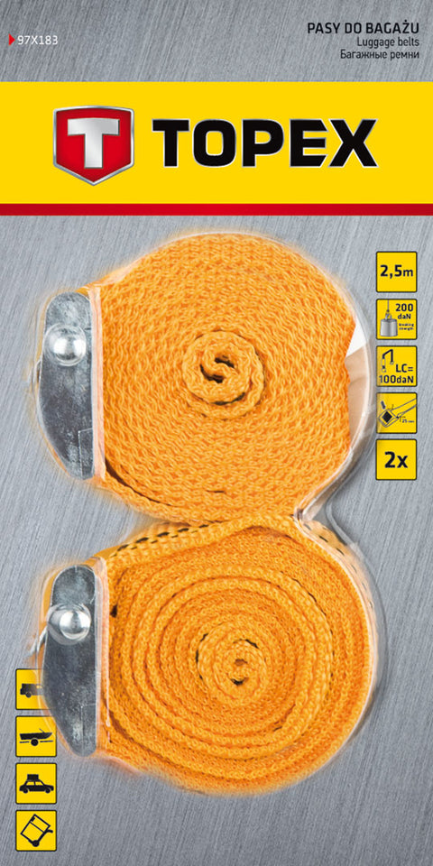 TOPEX 97X183 RAKOMÁNYRÖGZÍTŐ heveder 2,5mx25mm, 2db