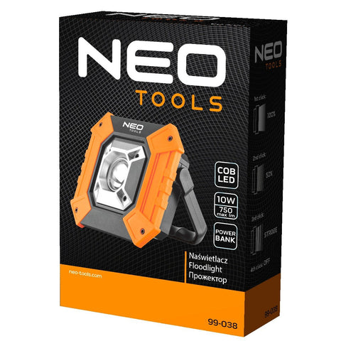 NEO TOOLS 99-038 Reflektor, talpas, elemes 3xAA, COB LED 750lum, powerbank funkció, 10W