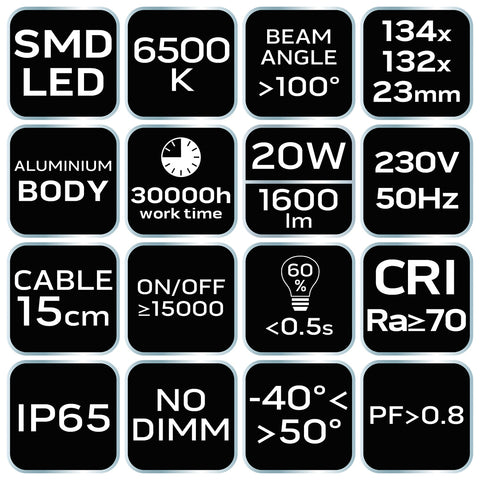 NEO TOOLS 99-051 Reflektor 230V/20W, 1600lum, SMD led